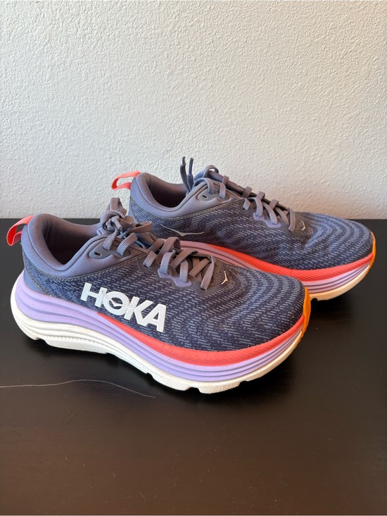 Hoka Shoes - HOKA Women's Gaviota 5 Gray & Coral Running Shoes